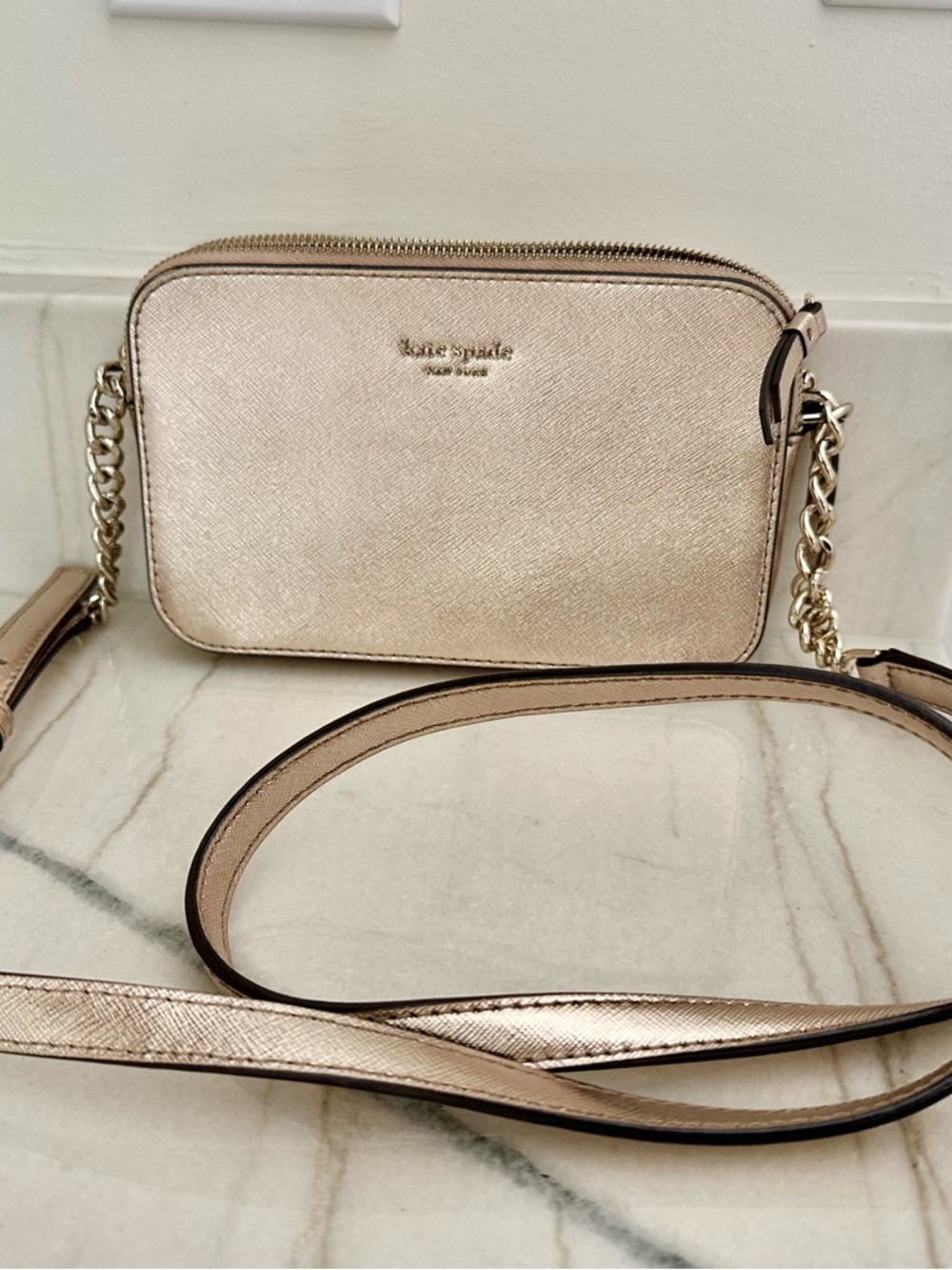 Kate Spade Champagne Gold Metallic Crossbody Bag
